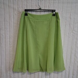 Worthington Green Midi A-Line Skirt with Pleats